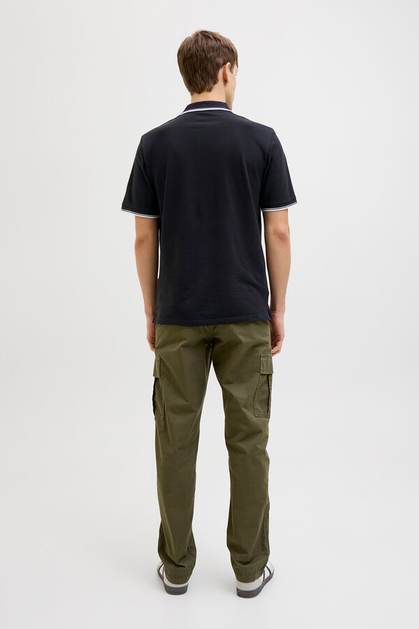 JJ REBEL Piqu&eacute; knit regular fit polo shirt noir