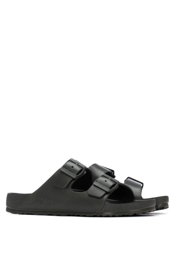 XTI Rubber sandal with buckle beige