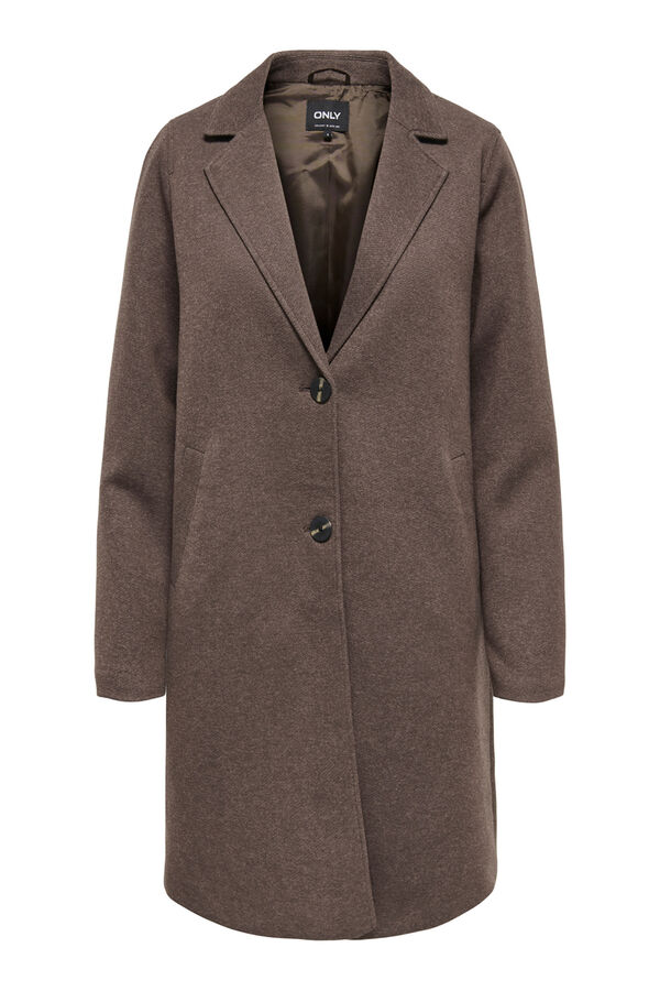 Only Abrigo largo de paño marrón