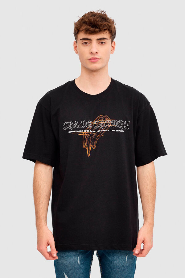 Springfield T-Shirt Totenkopf-Print schwarz