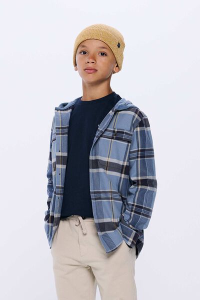 Springfield Camisa cuadros capucha niño azul medio