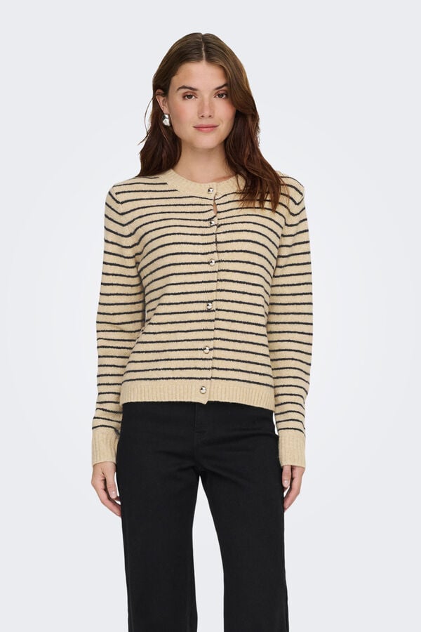Only C&aacute;rdigan de rayas beige