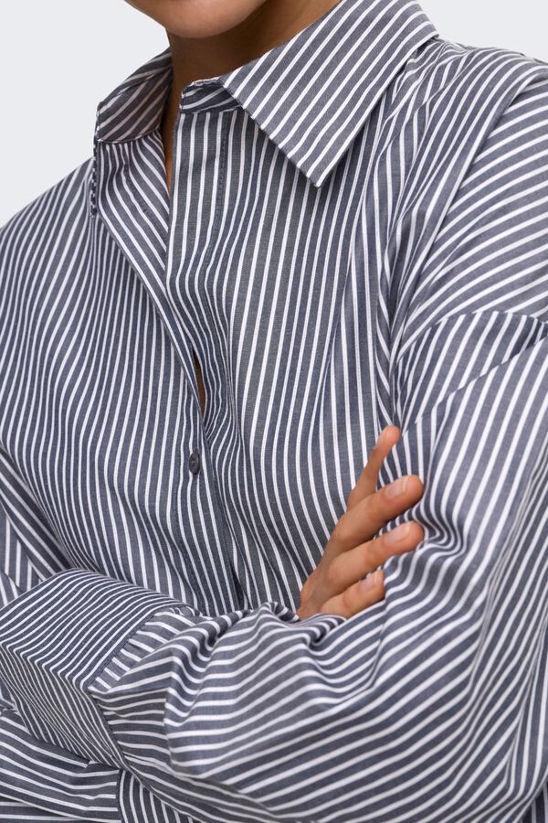 Only Gestreiftes Hemd mit Lurex Blau