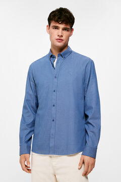 Springfield Coloured dobby shirt blue