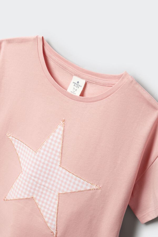 Springfield Kids T-shirt de manga curta estampado vichy menina rosa
