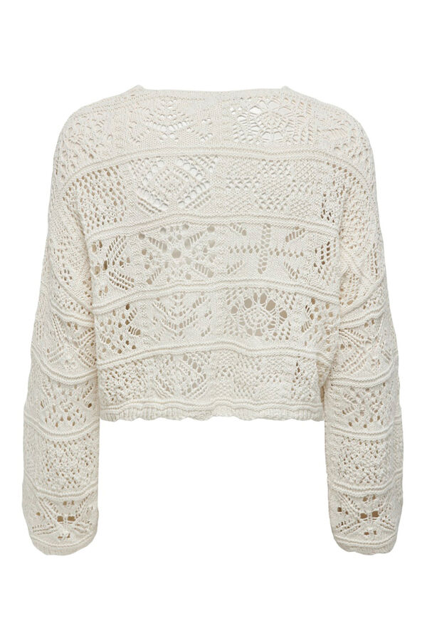 Only R&ouml;vid masnis horgolt el&uuml;lső kardig&aacute;n feh&eacute;r