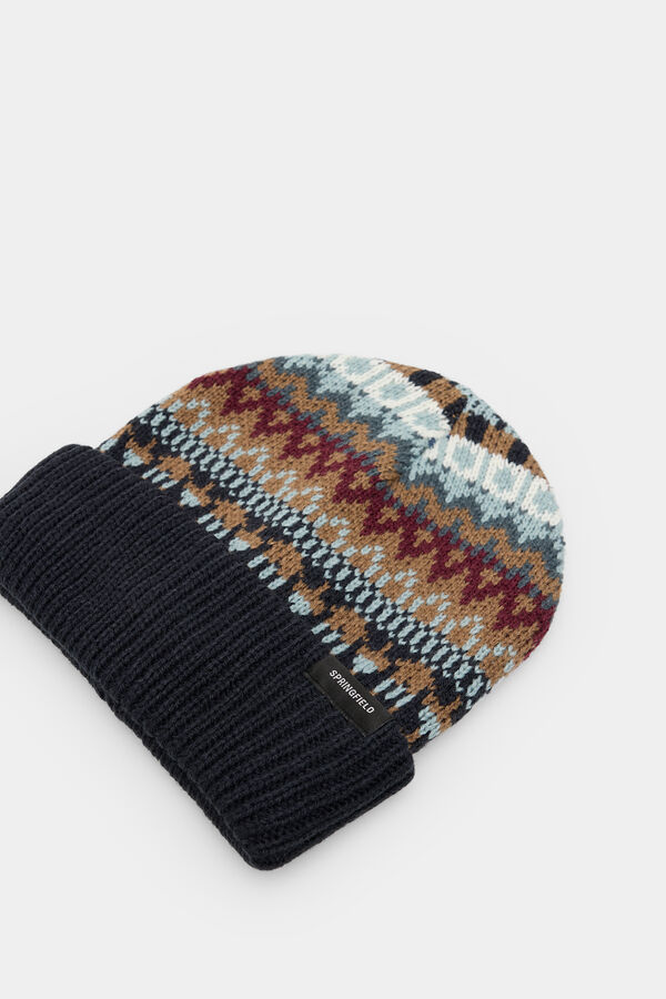 Springfield Jacquard beanie hat  plava