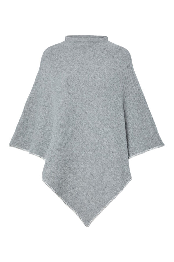 Pieces Basic poncho with contrast stitching gris