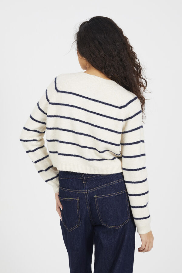 Brave Soul C&aacute;rdigan de punto a rayas marfil