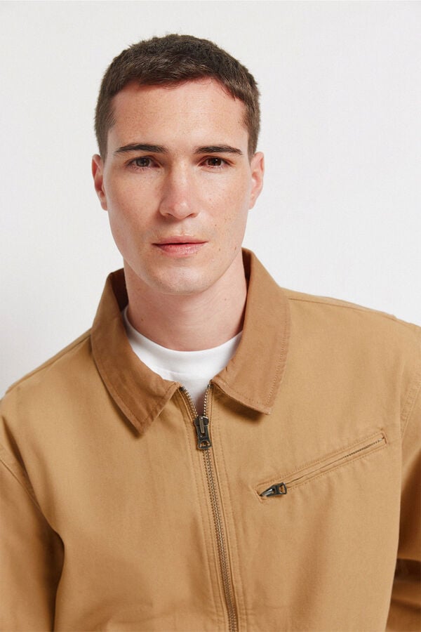 Springfield Cotton contrast washed jacket brown