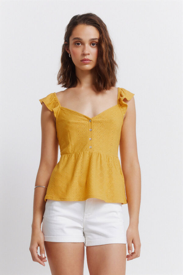 Springfield Vest top with ruffles printed
