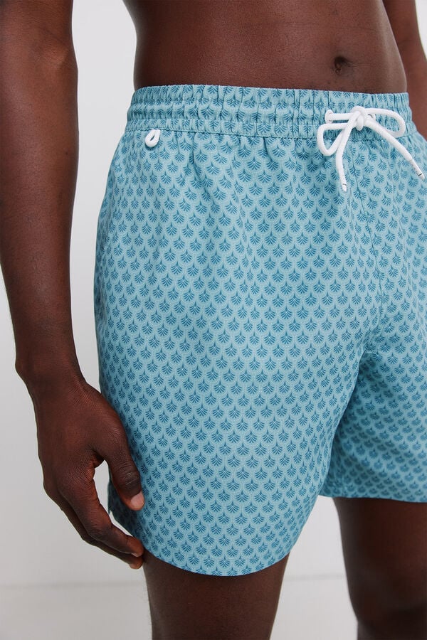 Springfield Printed mosaic zip pocket swimwear blue