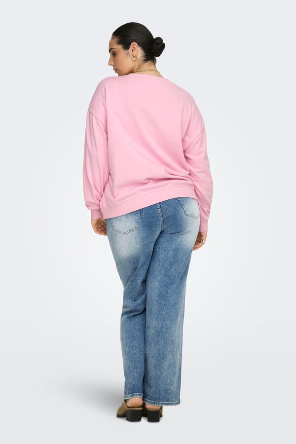 Only Carmakoma Sudadera texto frontal talla grande rosa