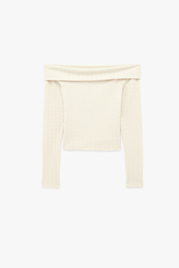 Koton Camiseta con hombros descubiertos beige