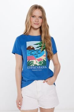 Springfield Majica s grafičkim printom pejzaža plava