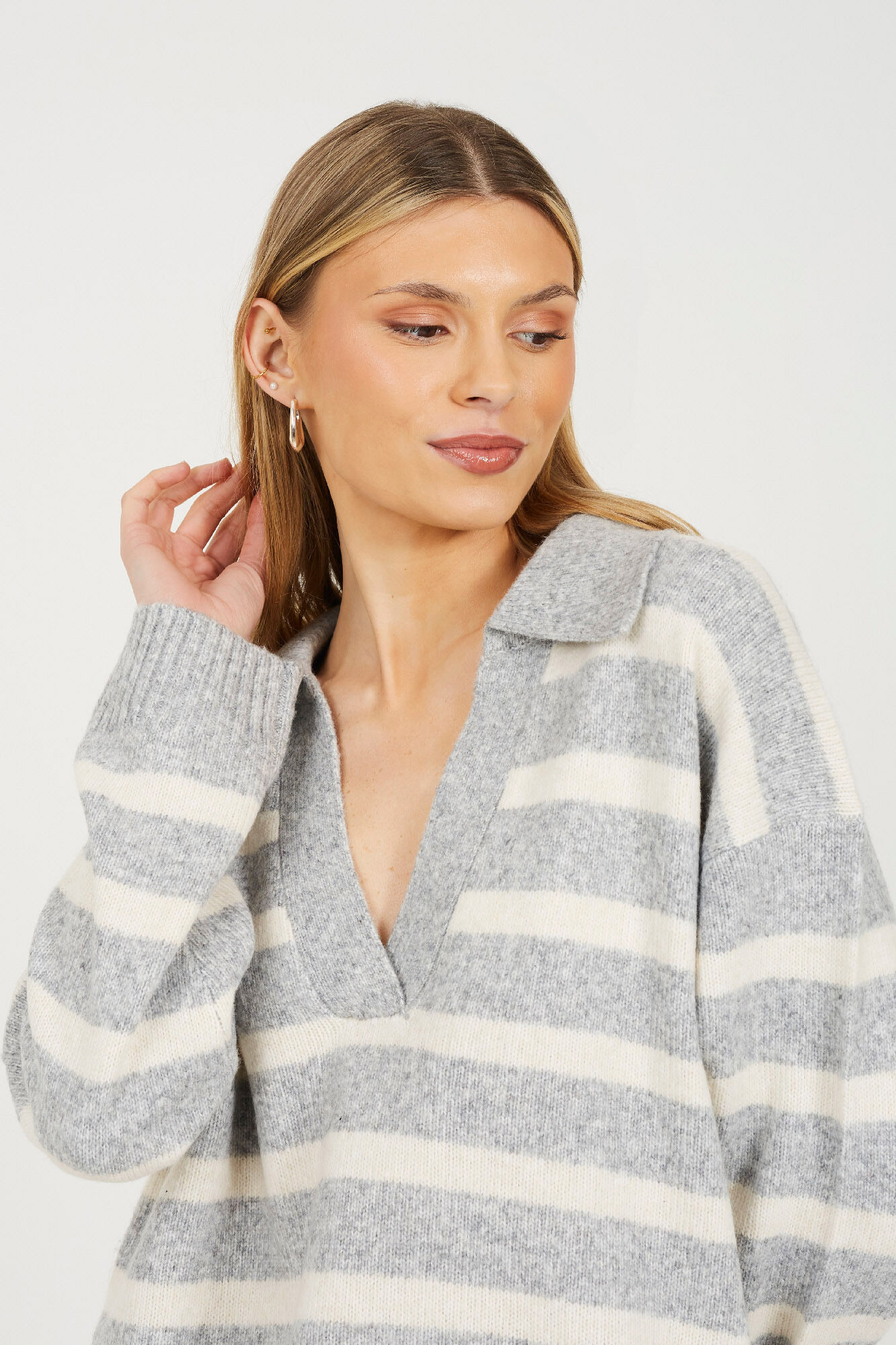 Brave Soul Jersey a rayas con cuello pico