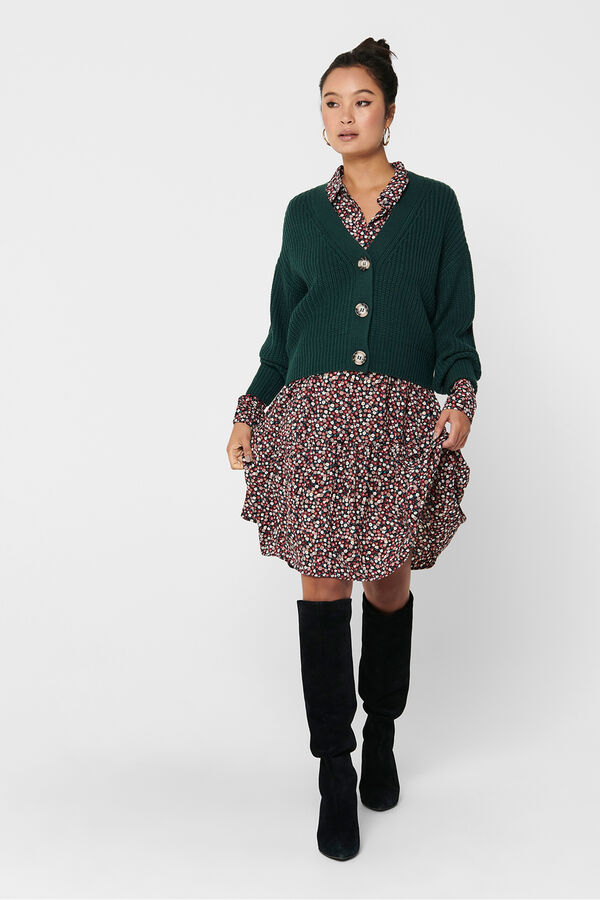 JDY Cardigan button fastening green