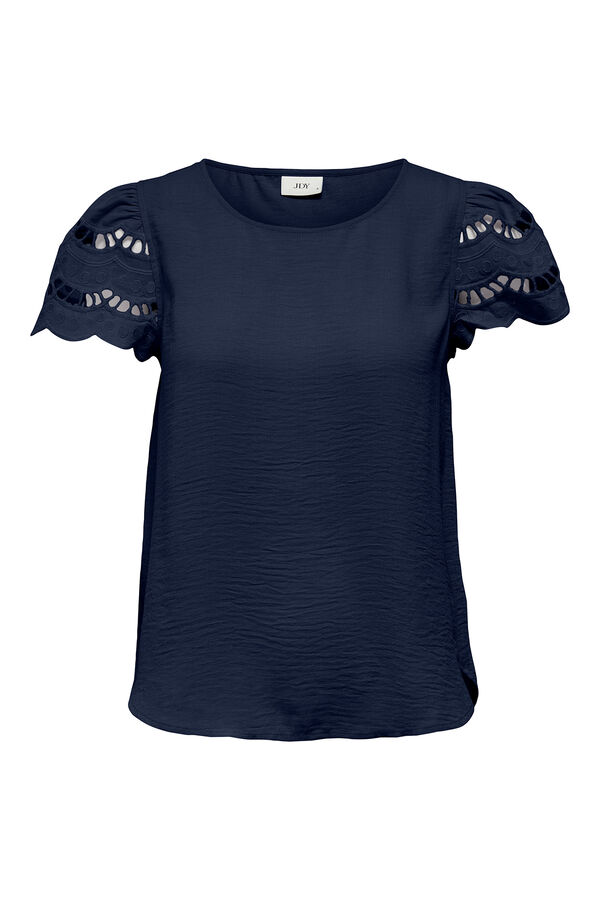 JDY Camiseta manga corta encaje azul