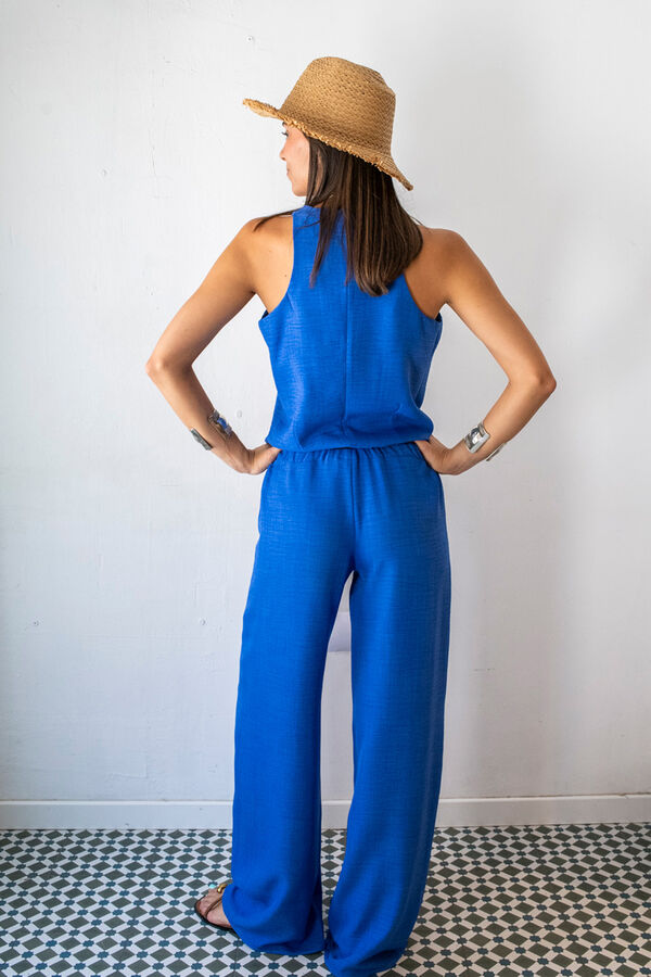 Cul Sac Pantal&oacute;n palazzo el&aacute;stico azul