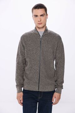 Springfield Strukturierter Cardigan mit Reißverschluss braun