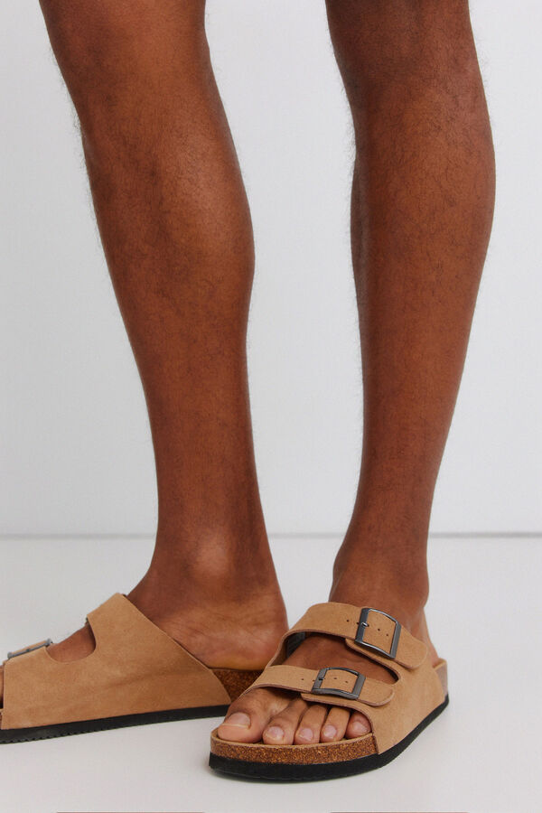 Springfield Leather double buckle sandal nude