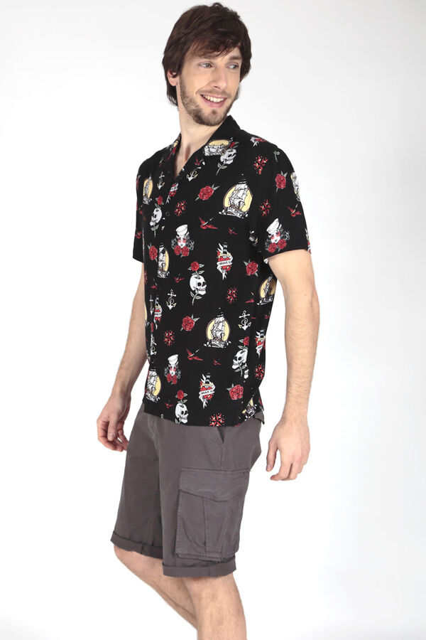 Springfield Printed short-sleeved shirt crna