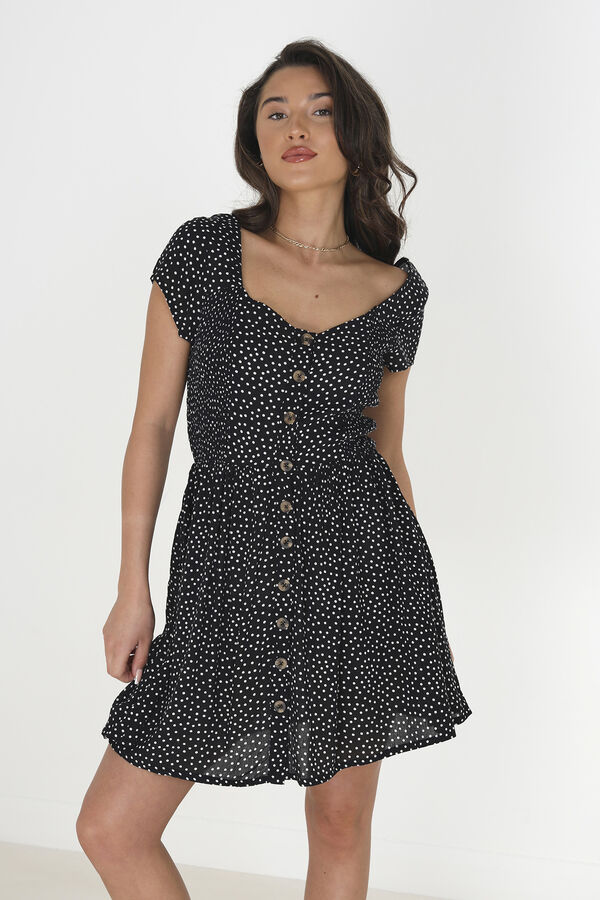 Springfield Polka-dot dress with buttons black