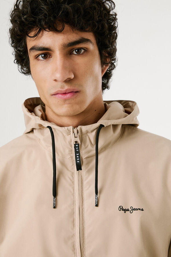 Pepe Jeans Windbreaker with logo on the chest. brown
