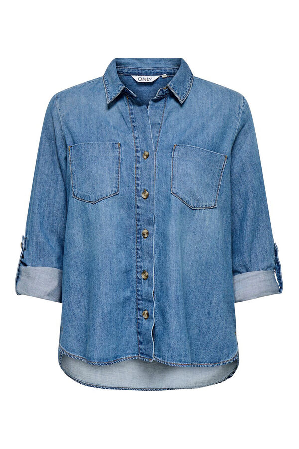 Only Camisa vaquera bolsillos frontales azul