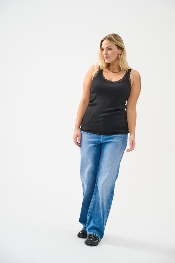 Only Carmakoma Top con encaje talla grande negro