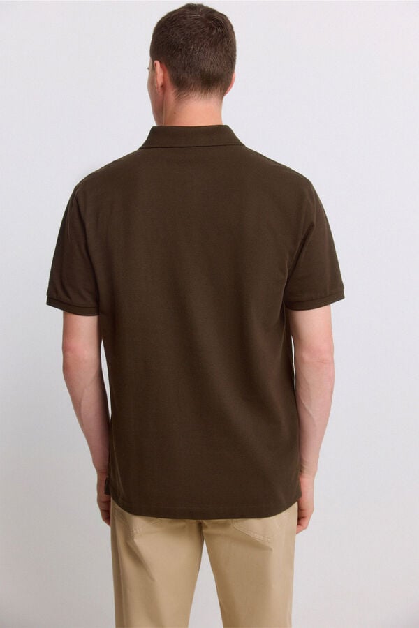 Springfield Piqu&eacute; basic regular fit polo shirt nude