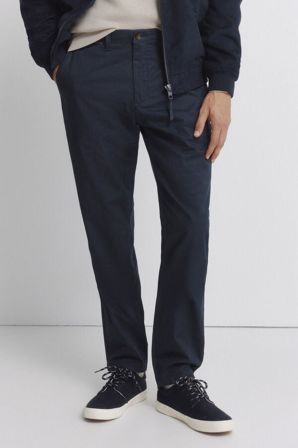 Springfield Pantal&oacute;n chino microestampado slim fit azul