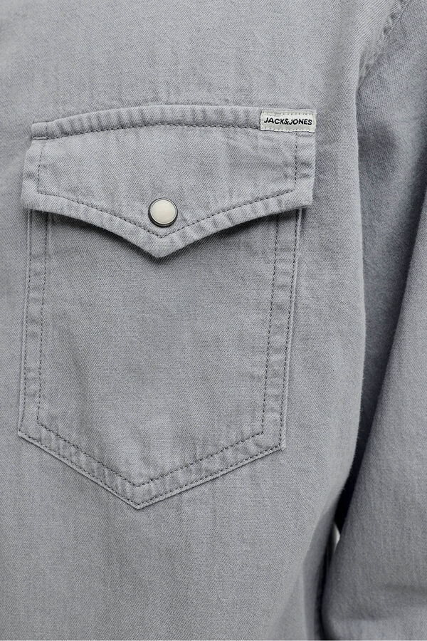 Jack & Jones Camisa denim regular gris