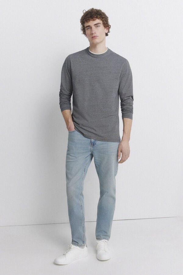 Springfield long sleeve T-shirt with double micro-stripe black