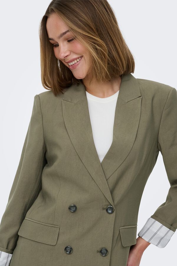 Only Blazer doble botonadura kaki