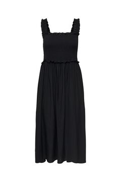 Only Vestido comprido em tecido favo de mel preto