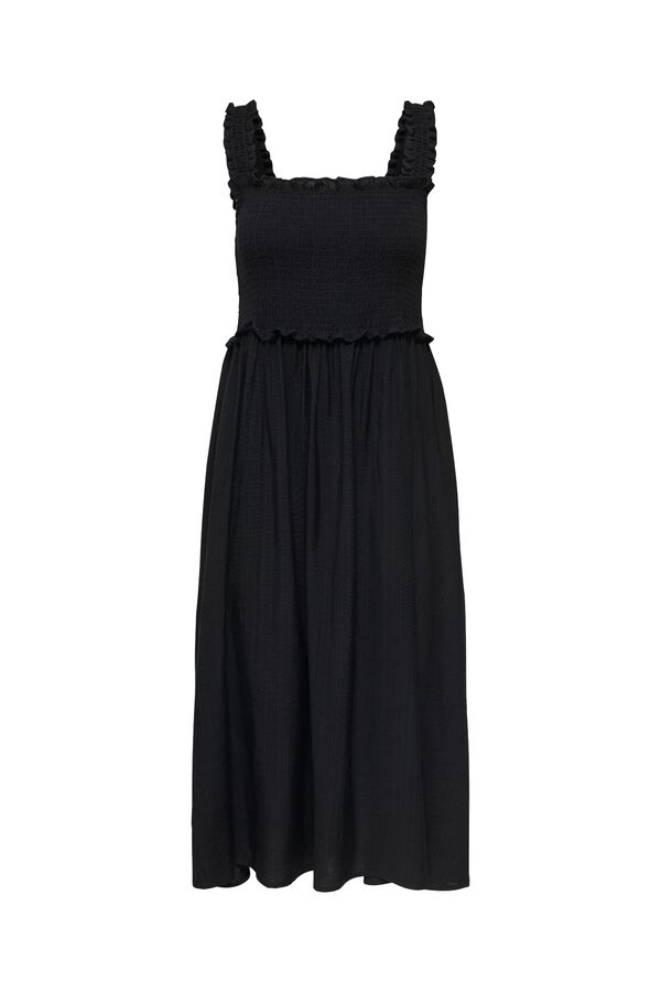 Only Vestido comprido em tecido favo de mel preto