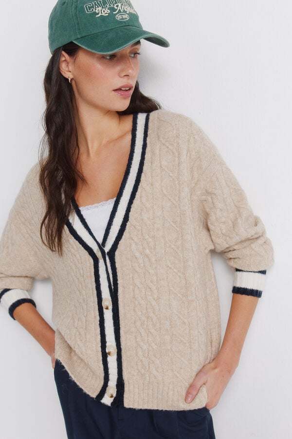 Springfield Cable-knit cardigan blue