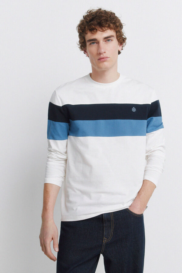 Springfield long sleeve piqu&eacute; T-shirt with cuts beige