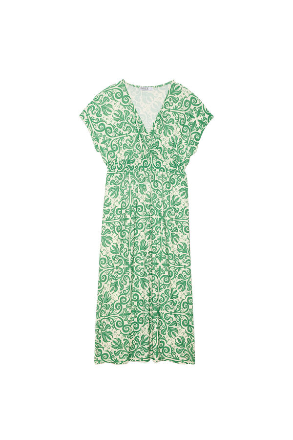 Springfield Midi dress with elasticated waist green