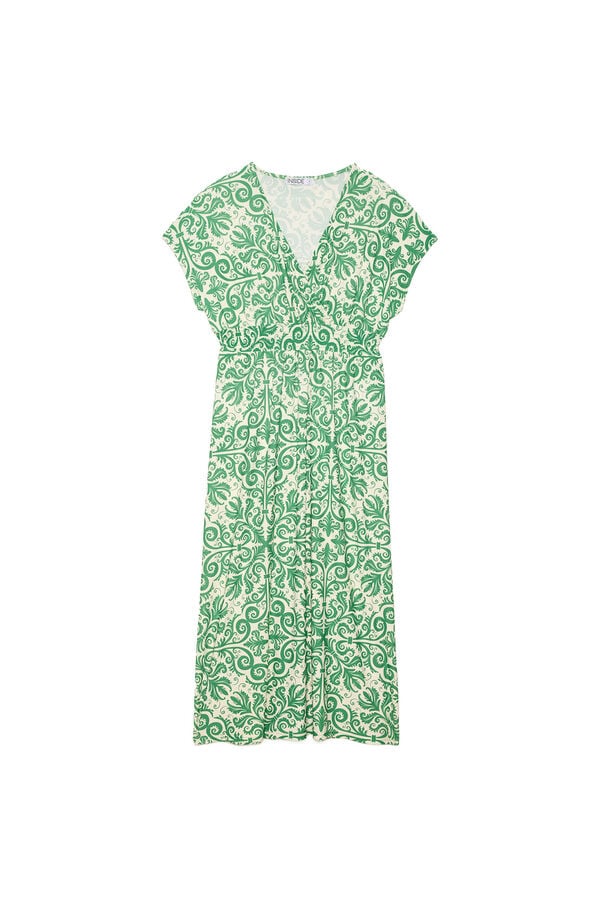 Springfield Midi dress with elasticated waist green