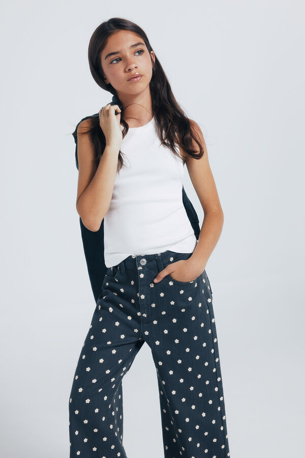 Springfield Kids Pantalón culotte margaritas niña gris