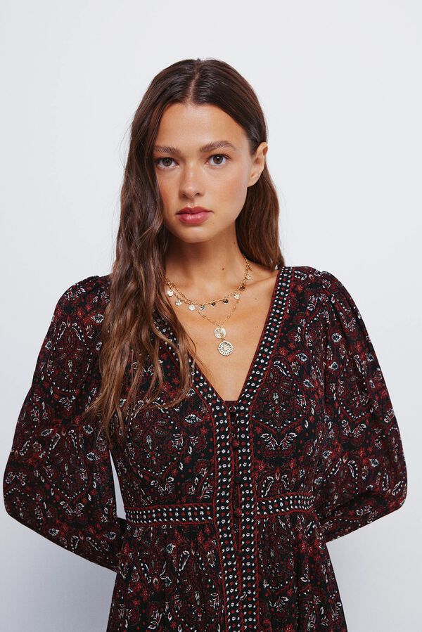 Springfield Vestido midi com bordas preto