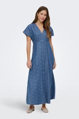 Only Vestido largo abotonado azul