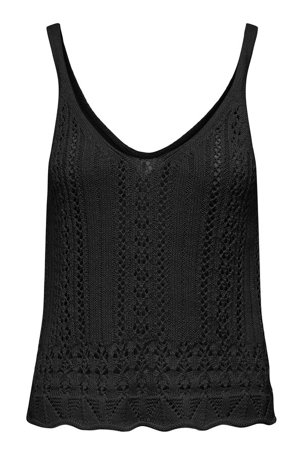 Only crochet straps top black