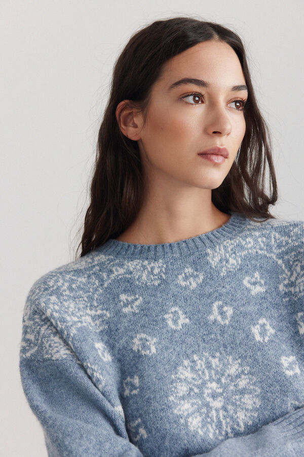 Springfield Paisley jacquard jumper blue