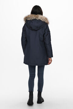 Springfield Short coat with faux fur hood. bleuté