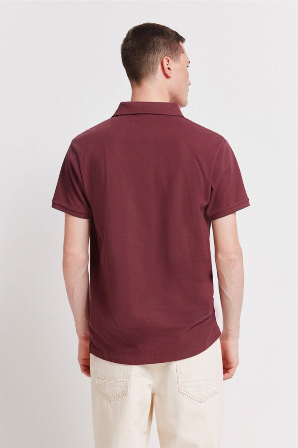 Springfield Piqu&eacute; contrast cuff slim fit polo shirt printed