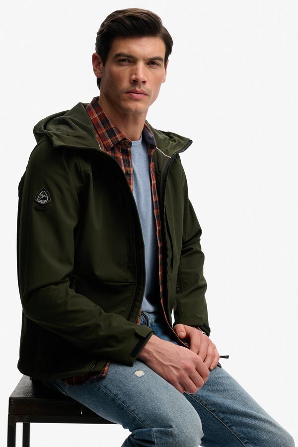 Superdry Softshell hooded men's jacket beige