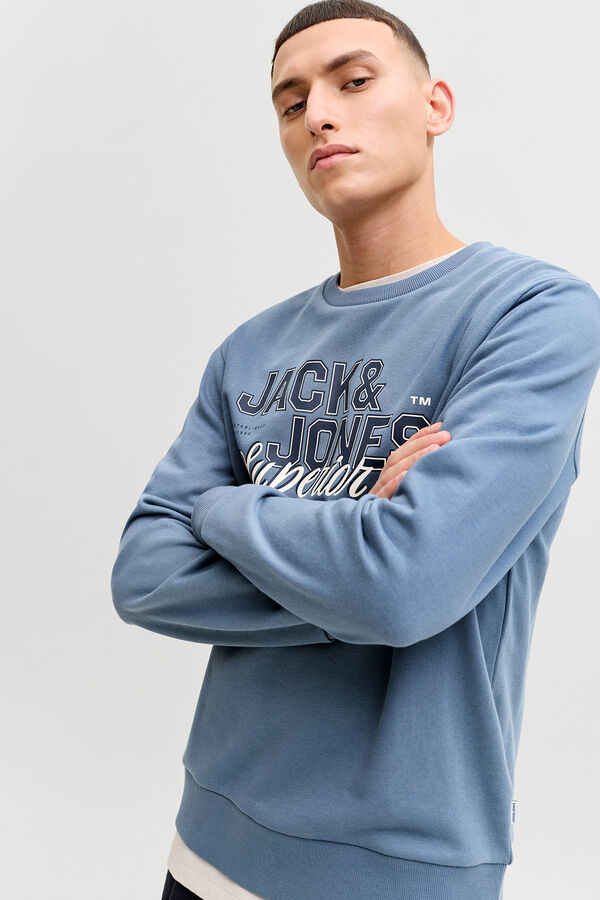 Jack & Jones Sudadera logo grande gris